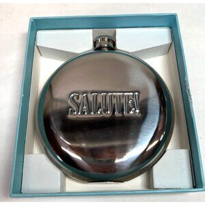Wild Eye Designs 10 Fl Oz Stainless Steel Flask With "Salute!" Engraving Gift Bo